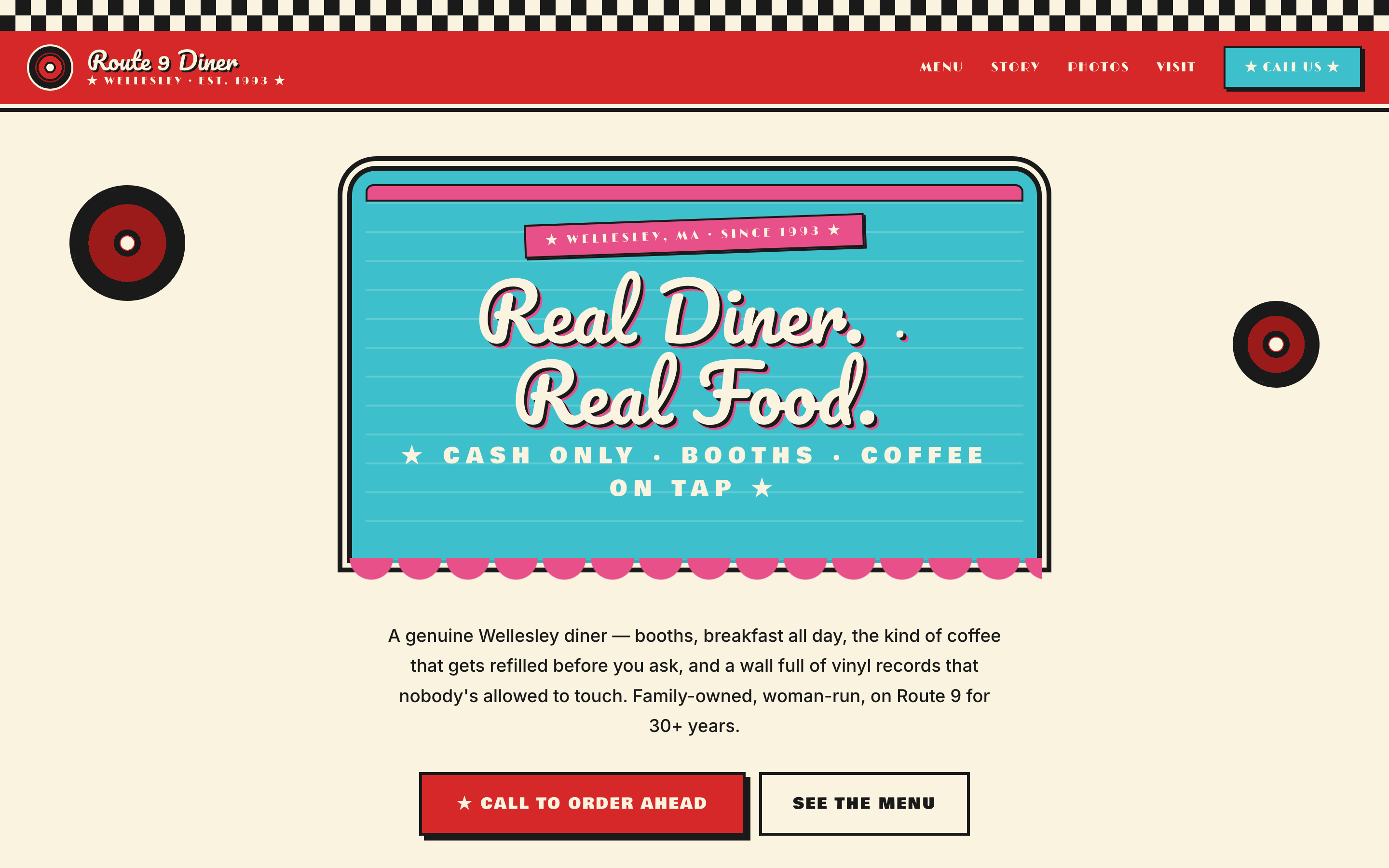 Sample website for Route 9 Diner
